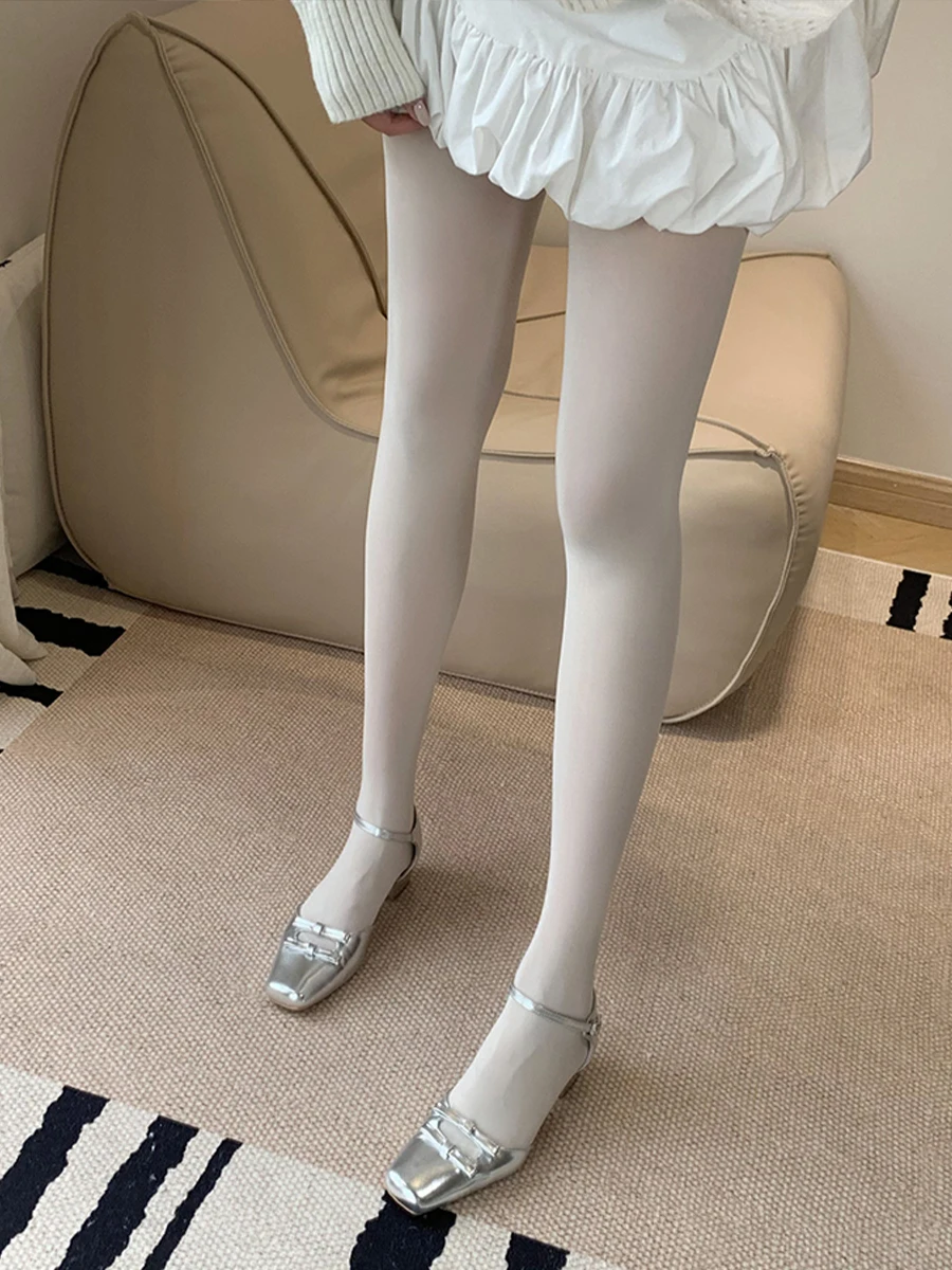 

Матовые бархатные тонкие леггинсы, молочно-белые полупрозрачные базовые слои, красивые ноги, летние женские Sos