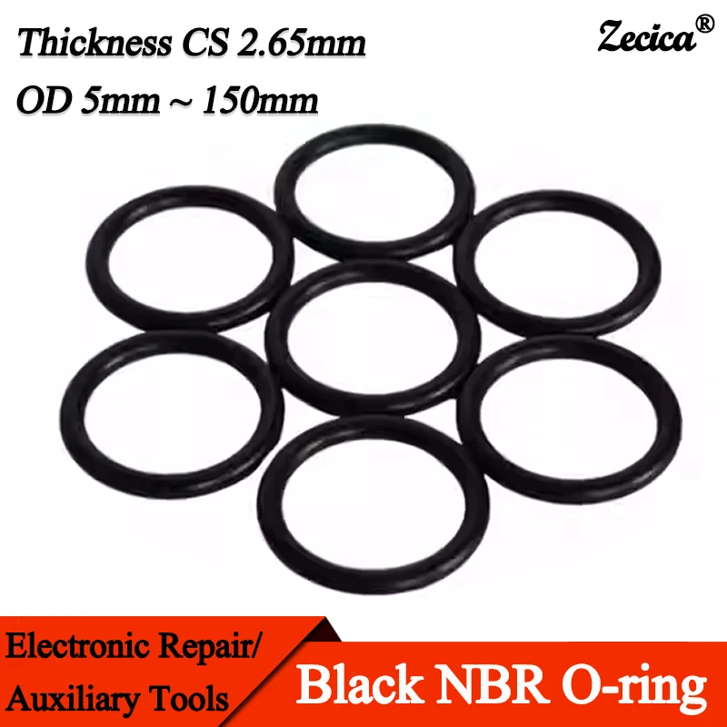 

Black CS 2.65mm ID 5~150mm Nitrile Butadiene Rubber Ring NBR O-ring High Temperature Oil solvent Resistant O Ring Sealing Gasket