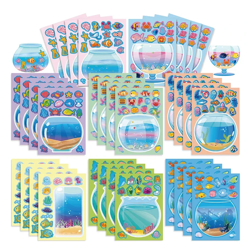 

8-48 шт. наклейки-пазлы Lucky Fish Tank-декор ручной работы своими руками | Водонепроницаемый для ноутбука, настольного компьютера | Креативные игрушечные наклейки