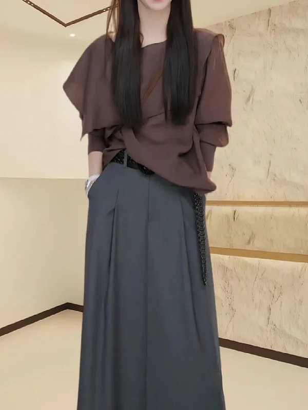 

plus Size Asymmetrical Design Long Sve irt Women Early Autumn Thin Loose Super Beautiful Blouse Korean Sle Commute Wind