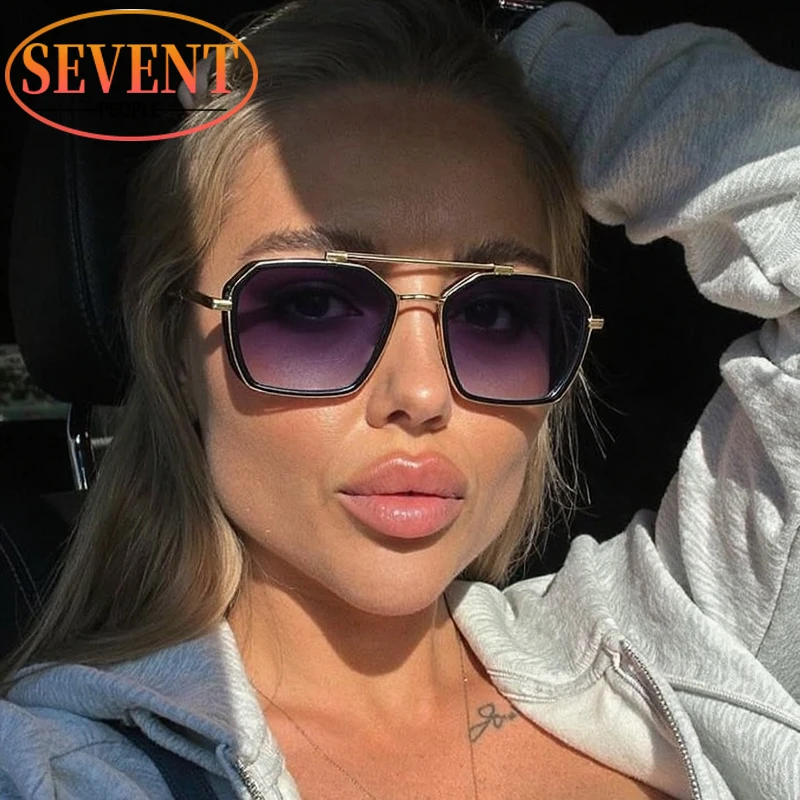 

Vintage Square Punk Sunglasses Women 2025 Luxury Brand Trendy Metal Polygon Double Beam Sunglass For Ladies Outdoor Shades UV400