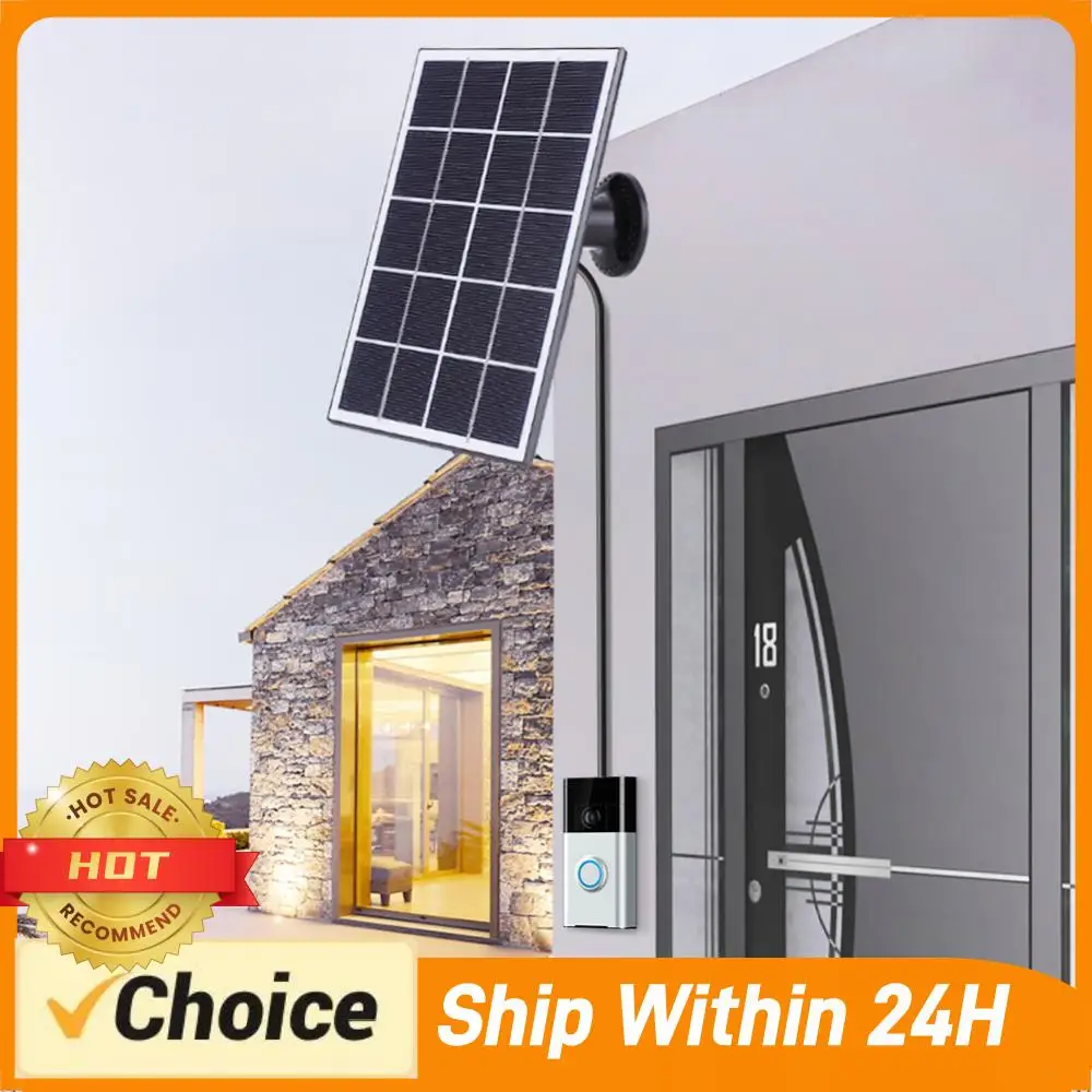 4W Solar Charger IP65 Waterproof Solar Charging Panel 9.8Ft Charging Cable 360° Adjustable Wall Mount for Ring Video Doorbell 4