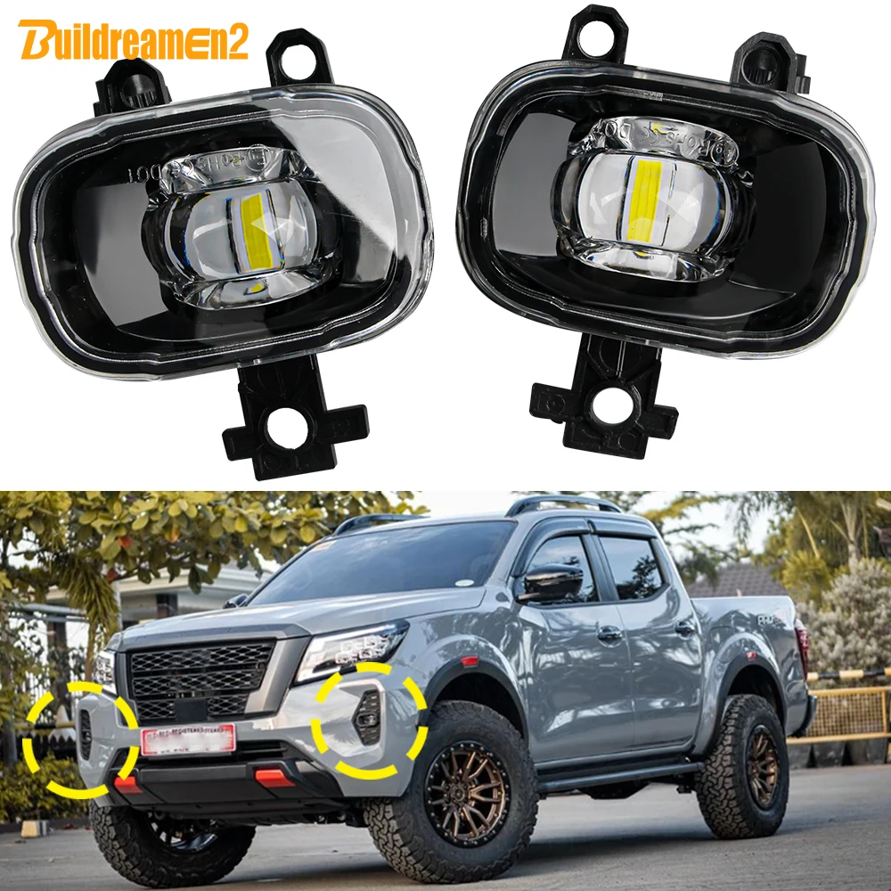 2 X 30W H11 Car LED Lens Fog Light Assembly 8000LM 12V For Nissan Frontier Navara NP300 PRO-4X 2020 2021 2022 2023 2024 2025