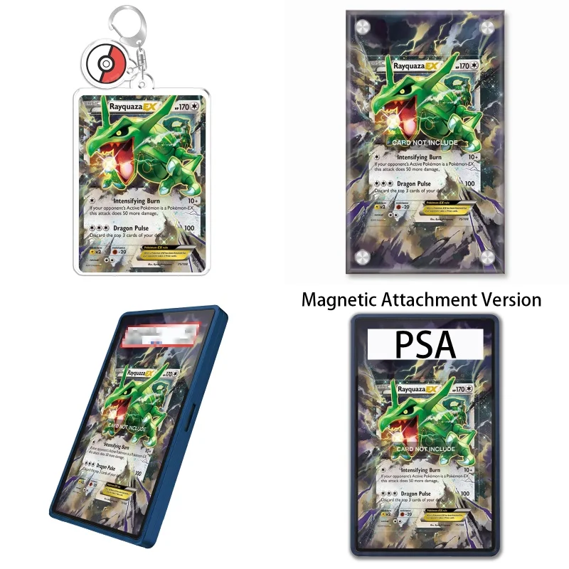 Étui de protection en acrylique recyclable pour porte-clés, idéal pour les fans d'art d'anime Pokémon XY Rayquaza EX – Cadeau parfait