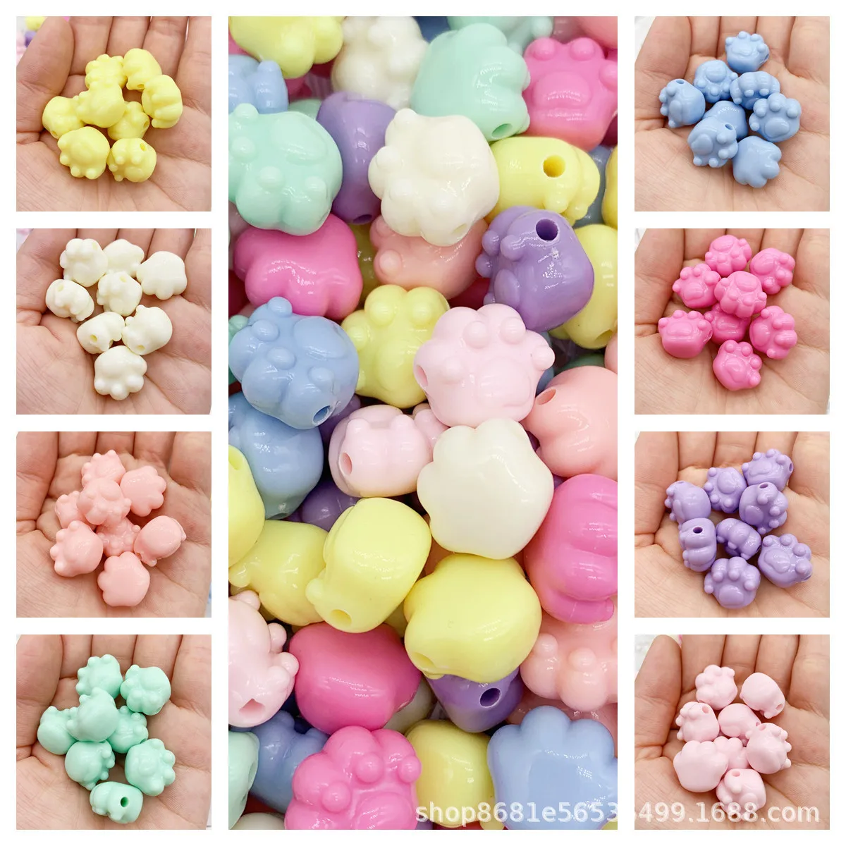 

Wholesale 200Pcs 19mm Acrylic Makaron Cat Paw Beads DIY Handmade Jewelry Key Chain Mobile Phone Chain Car Accessories