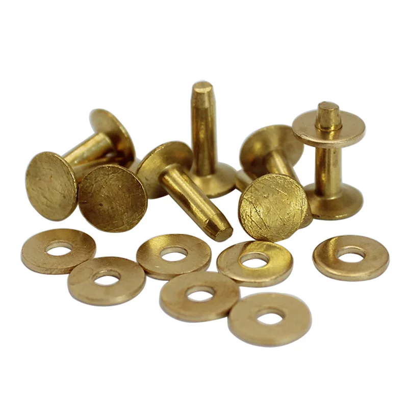 Brass Rivet For Leather With Burrs Washers For DIY Punch For Hole