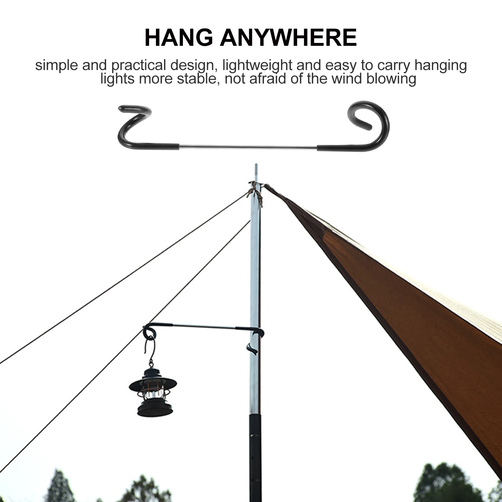 Gancho de acampamento de aço inoxidável multifuncional lanterna cabide portátil ao ar livre tenda lâmpada st ganchos design antiderrapante para piquenique