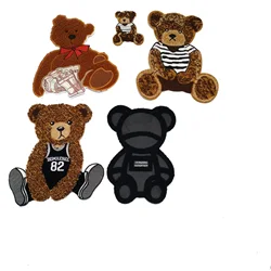 1 pz orso ricamo panno adesivi computer patch adesivi accessori di abbigliamento fai da te accessori di abbigliamento per bambini