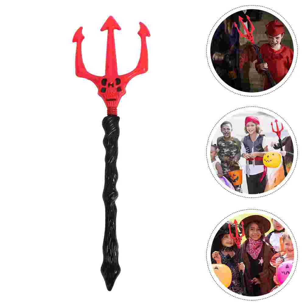 2 Pcs Threaded Rod Ghost Trident Simulation Halloween Performance Prop Toy Kids Plastic Pirate Stage Supply Red Child