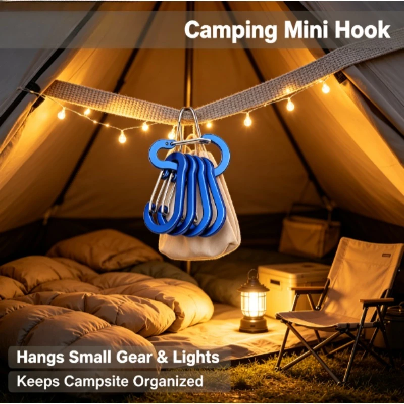 Multi-color Aluminum Alloy Wire Carabiner, No.5 Gourd Shaped Outdoor Spring Clip, Flat Press Buckle for Backpack & Water