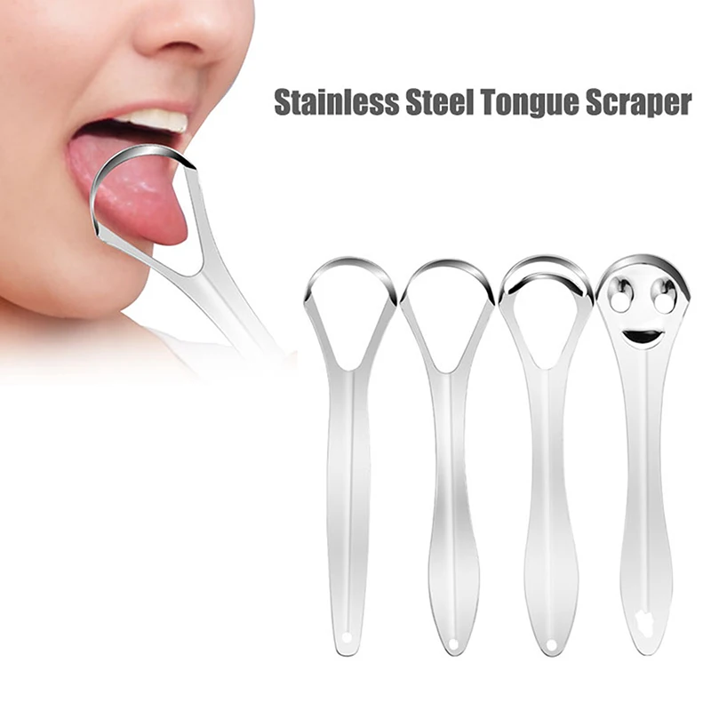 Reutilizável aço inoxidável Tongue Scraper, portátil, Single, Double Layer, Oral Mouth Brush, Fresh Breath Maker, 1Pc