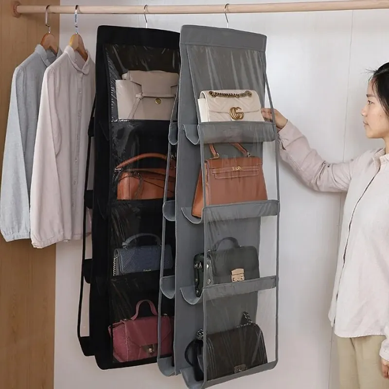 Handbag Hanging Storage Bag Storage Hanging Bag Non-Woven Multi-Layer Wardrobe Storage Dustproof Double-Sided Storage Bag