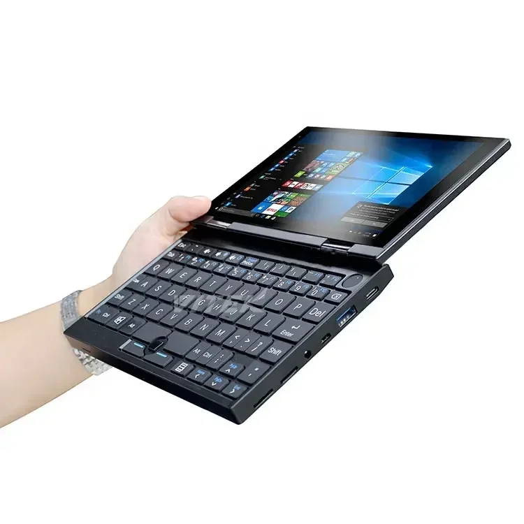 2 In 1 Metal Narrow Border Backlit Keyboard Pocket Computer Notebook Yoga 360 Degree Rotation Mini Portable Laptop