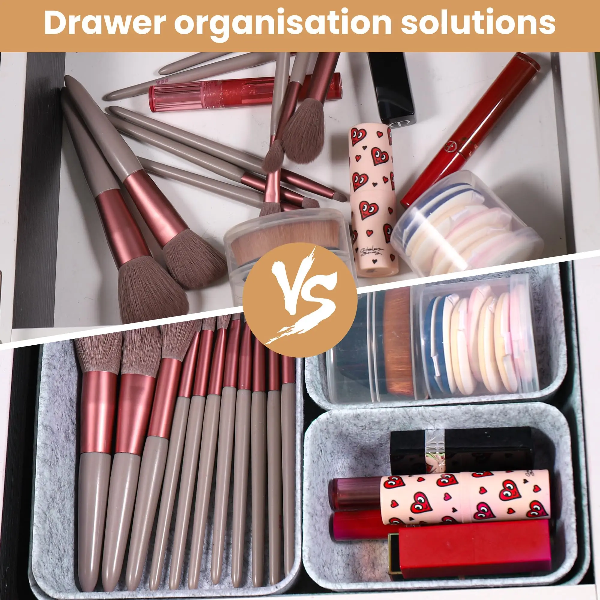 مجموعة من 7 منظم أدراج اللباد، نظام تنظيم الأدراج، صندوق تخزين اللباد، صندوق اللباد المرن لغرفة النوم، المكتب، طاولة التغيير #5