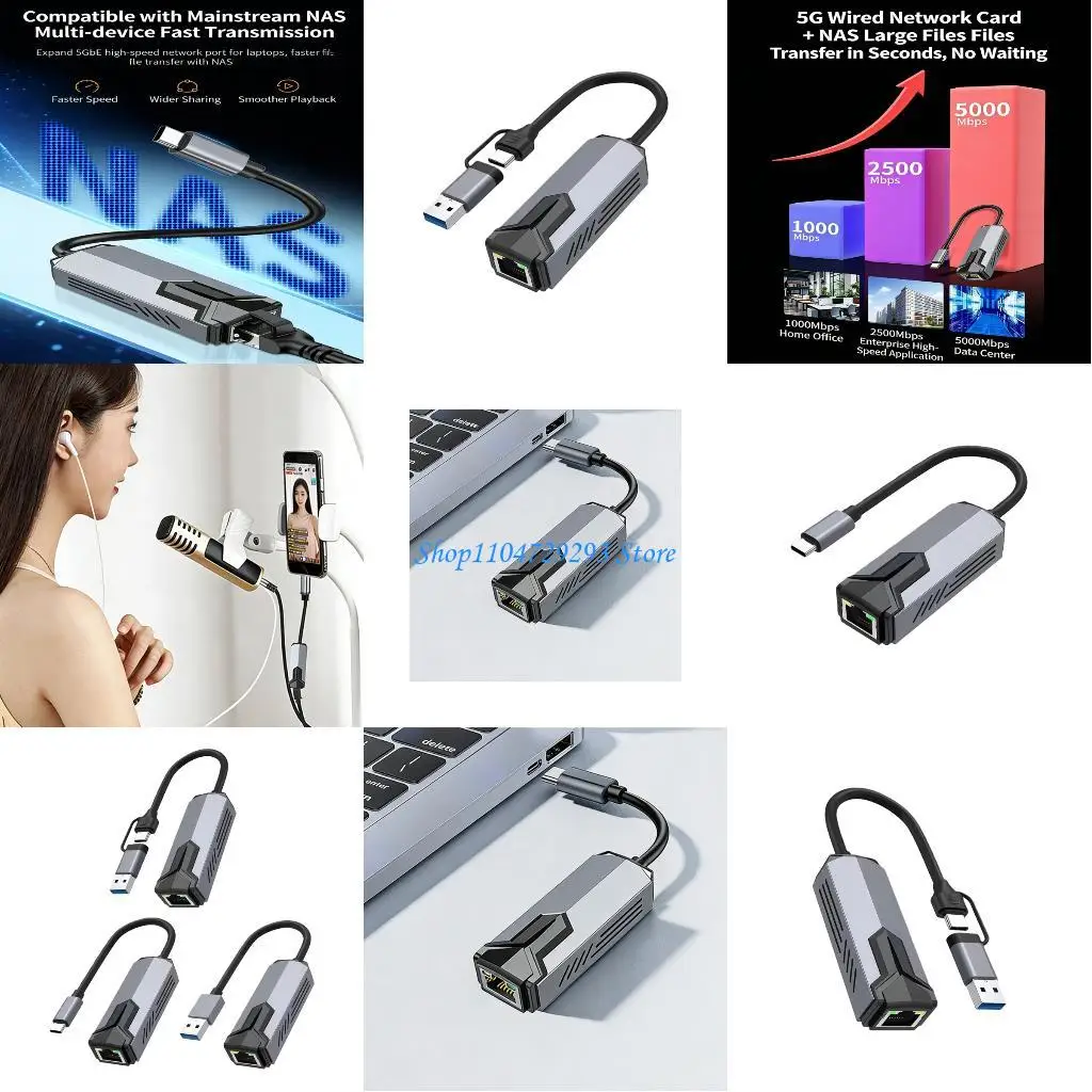 

Y2GD 5000Mbps Ethernet Adapter Type C USB3.0 to RJ45 Ethernet Networking Adapter