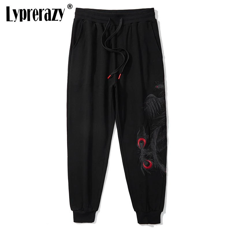 Lyprerazy Summer Phoenix ricamo pantaloni sportivi Casual pantaloni sportivi dritti larghi da uomo in stile cinese