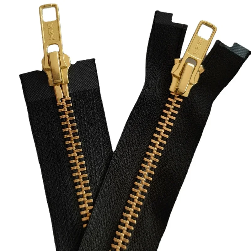 2pcs/Lot 5# 60-100cm Vintage YKK Metal Zipper Double Open Gold Silver Pull Lock Luxury Leather Jacket Repair Sewing Accessory