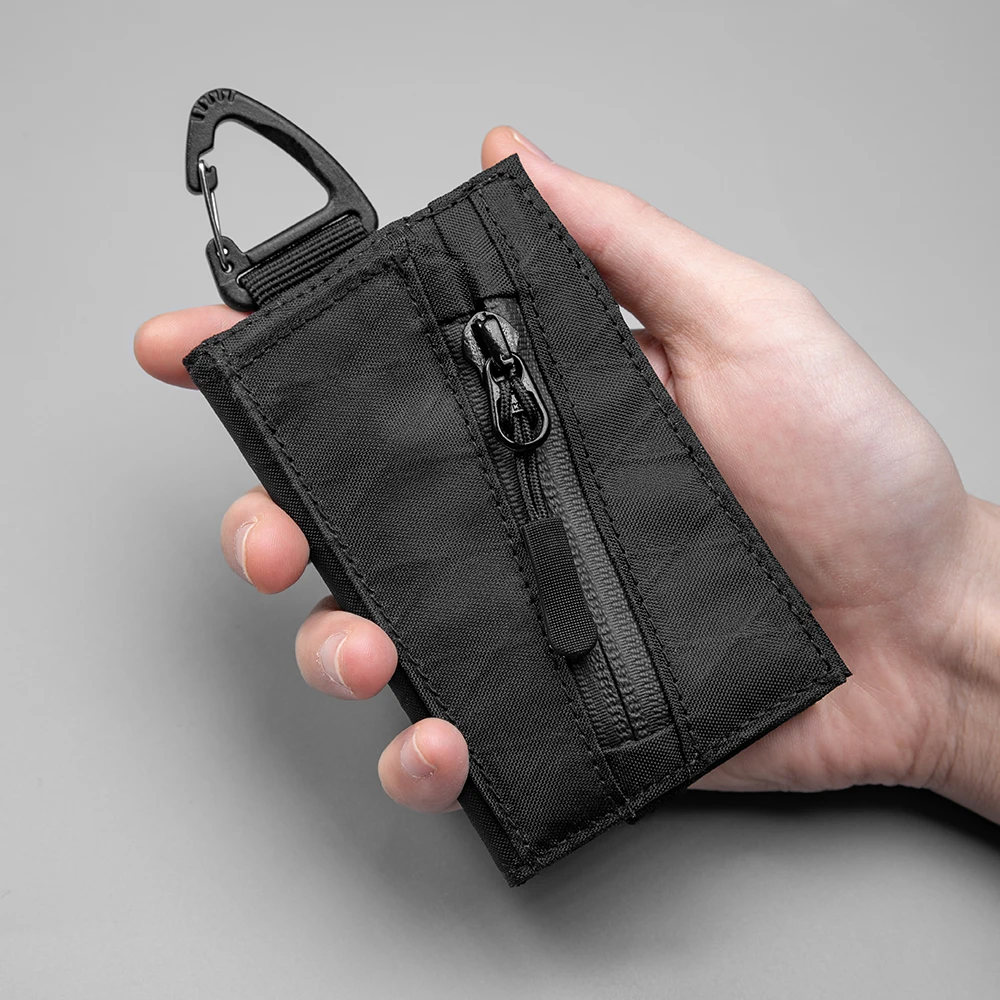 Trifold Wallet with Hook Keychain Coin Purse Card Holder Outdoor Camping Hiking EDC Pocket Minimalist Slim Wallet