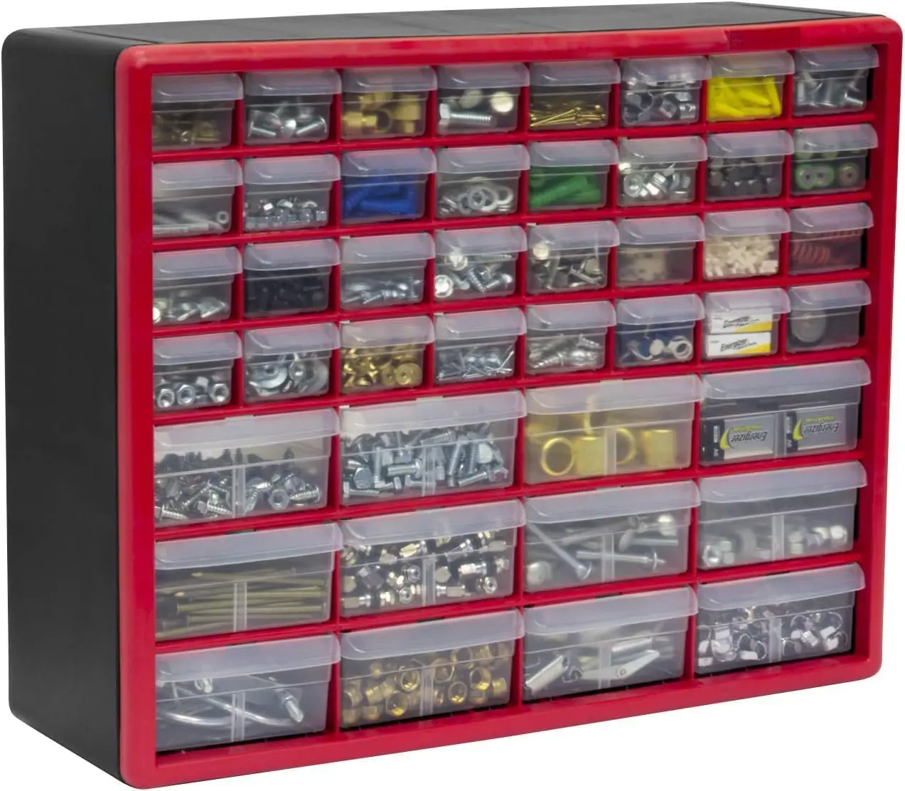 Organization, Bead Organizer, Storage, Teacher Toolbox, Makeup Organizer, and More, 20-Inch W x 6-Inch D x 16-Inch H, Red