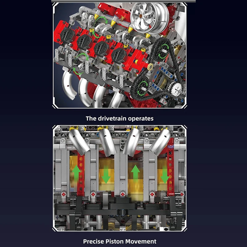 قالب KING 10130 F488 Supercar V8 محرك بنة نموذج 2718 قطعة لتقوم بها بنفسك مجموعة تجميع ميكانيكية للبالغين هدية جامعي
