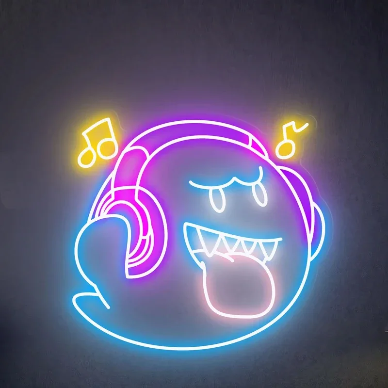 Boo Anime Neon Sign Beer Bar Decoration Wall Hang Room Neon Sign Personalise Led Light Custom for Music Room Decor