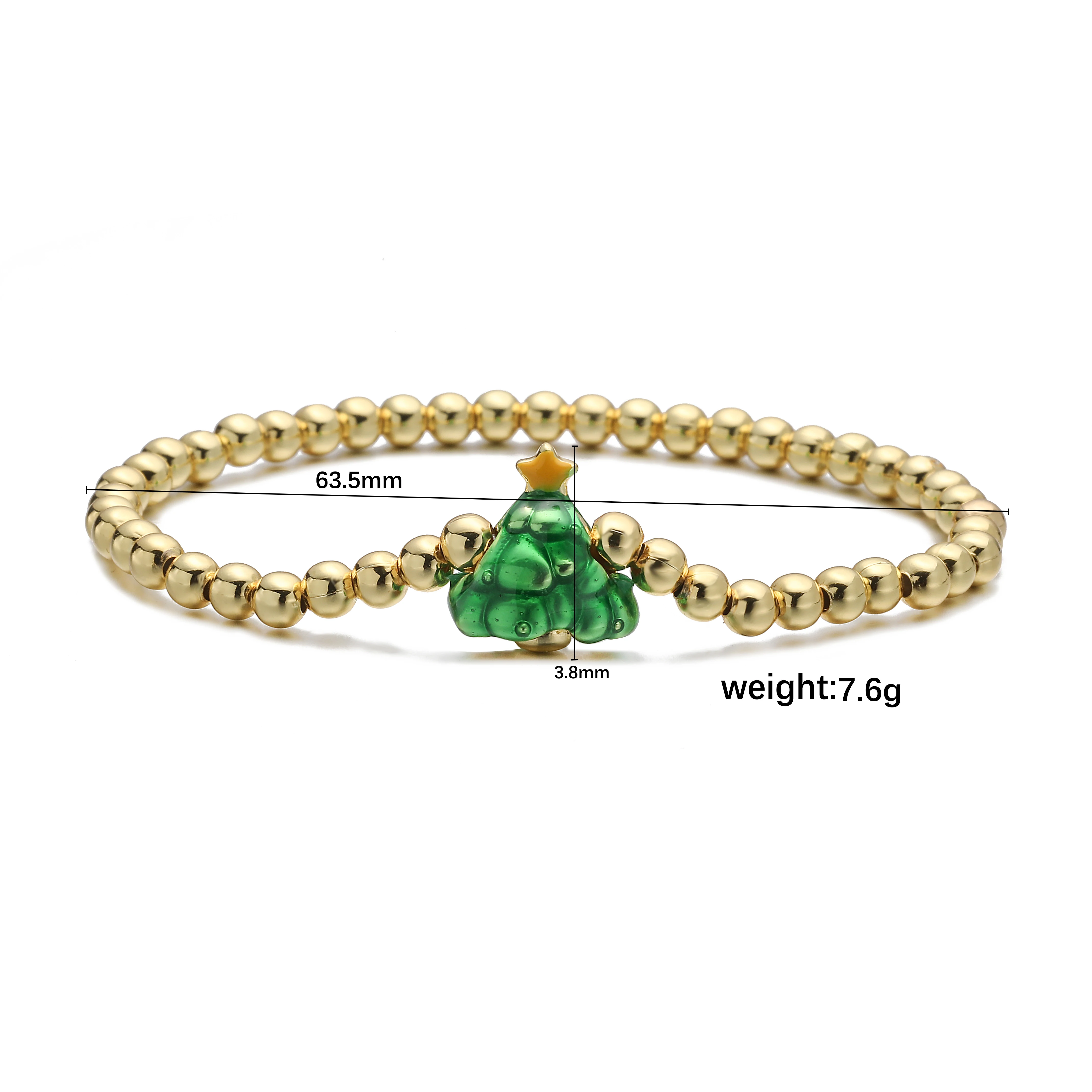 HECHENG ، شتاء جديد وصول عيد الميلاد الدب الأخضر المينا بالتنقيط الصقيل شجرة عيد الميلاد الحلو ورائعتين مطرز تمتد سوار 1 قطعة