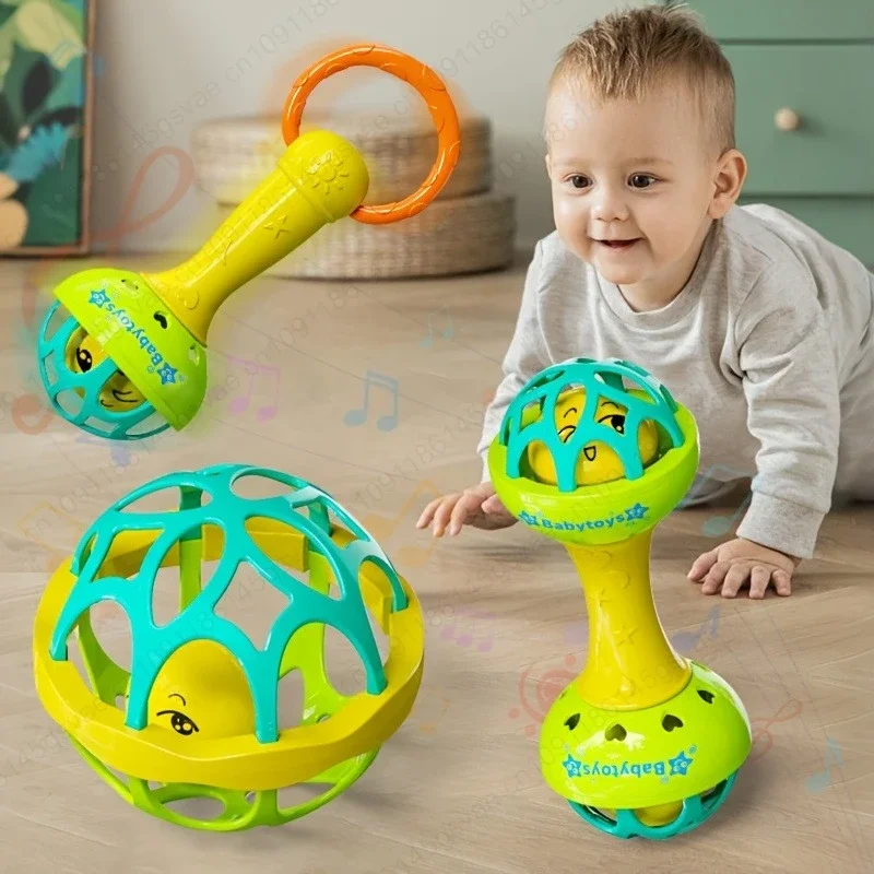 3/1PCS Soft Baby Grasping Ball Rattles with Bell Ball Early Education Educational Sensory Toy Newborn Gift Random Color