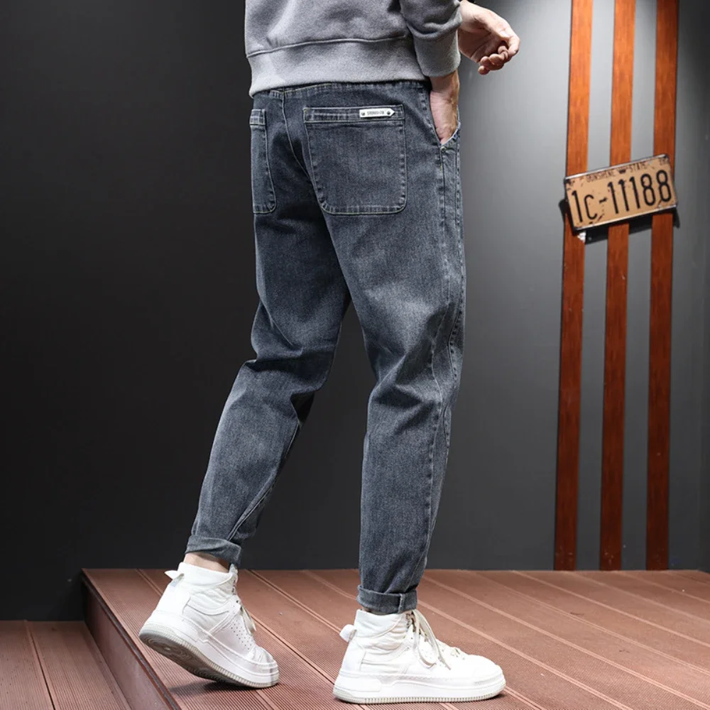Herfst Winter heren Jeans Harem Denim Hoge Kwaliteit Cargo Broek Jogger Goth Hip Hop Broek Mannelijke Grijs 4XL ropa hombre
