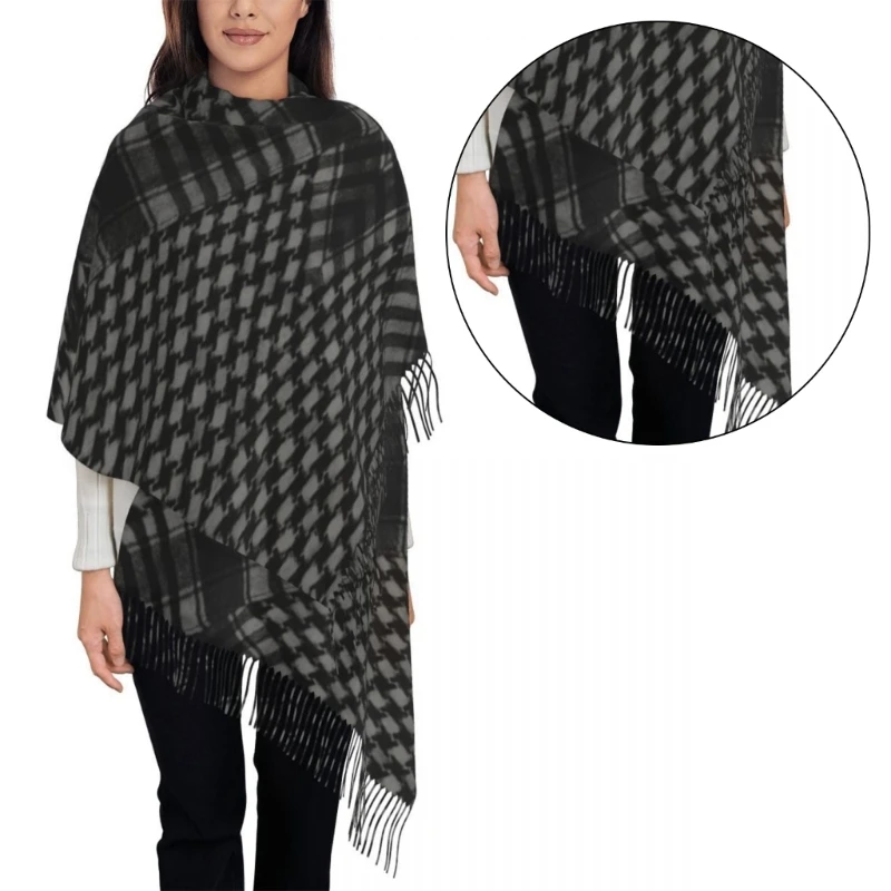 Khăn trùm đầu kiểu Houndstooth của người Hồi giáo dành cho ngoài trời nóng bỏng Keffiyeh có tua rua dành cho nam giới trong các