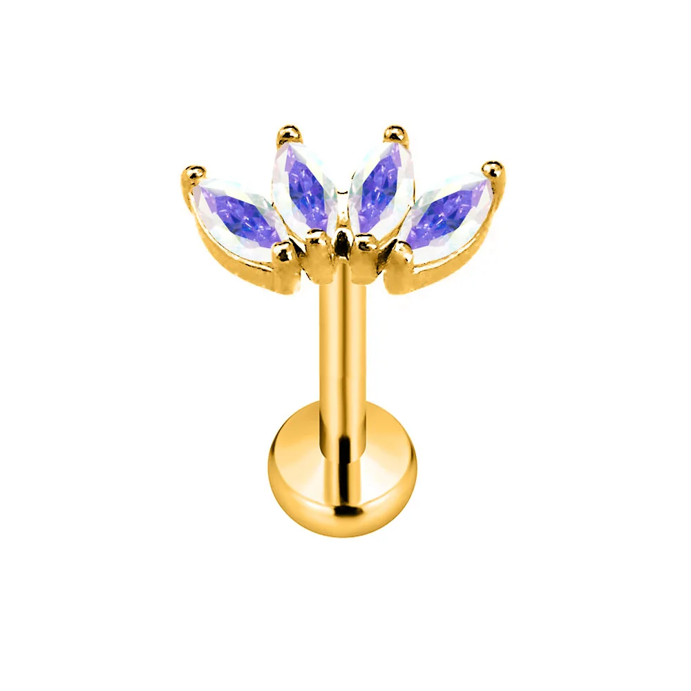 Titanium Flower Petals Star Heart Butterfly Threadless Piercing Earring