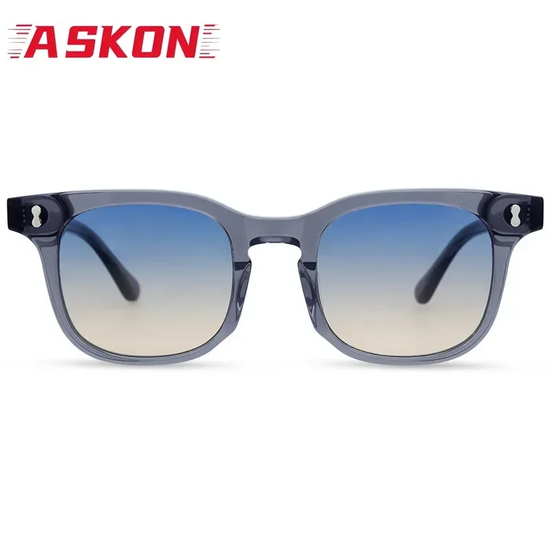ASKON High Quality Thick Acetate  Square Sunglasses Men Fashion Gradient Unisex UV400 Handcraft Retro Glasses Man Eyewear Women