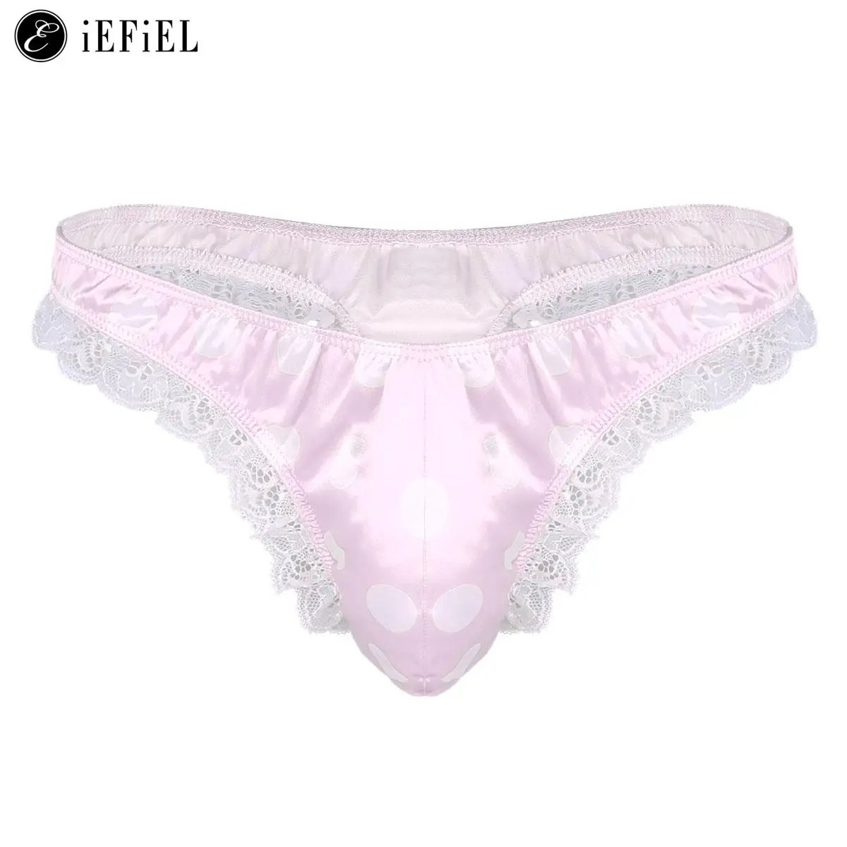

Mens Frilly Silky Satin Ruffle Lace Low Rise G-string Thong Bikini Briefs Sissy Pouch Panties Crossdress Lingerie Underwear