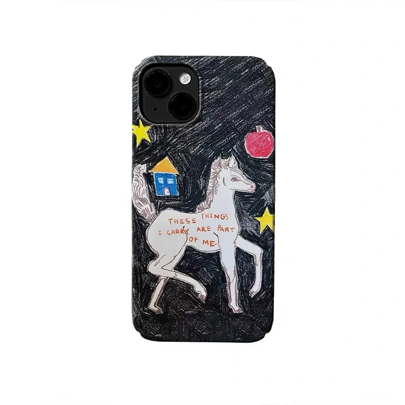 

Ins Black Graffiti Star Horse Phone Case for IPHONE 17 Air 16E 15 PROMAX 14 Plus 13 12 MINI 11 PRO 16Plus XR Acrylic Phone Cover