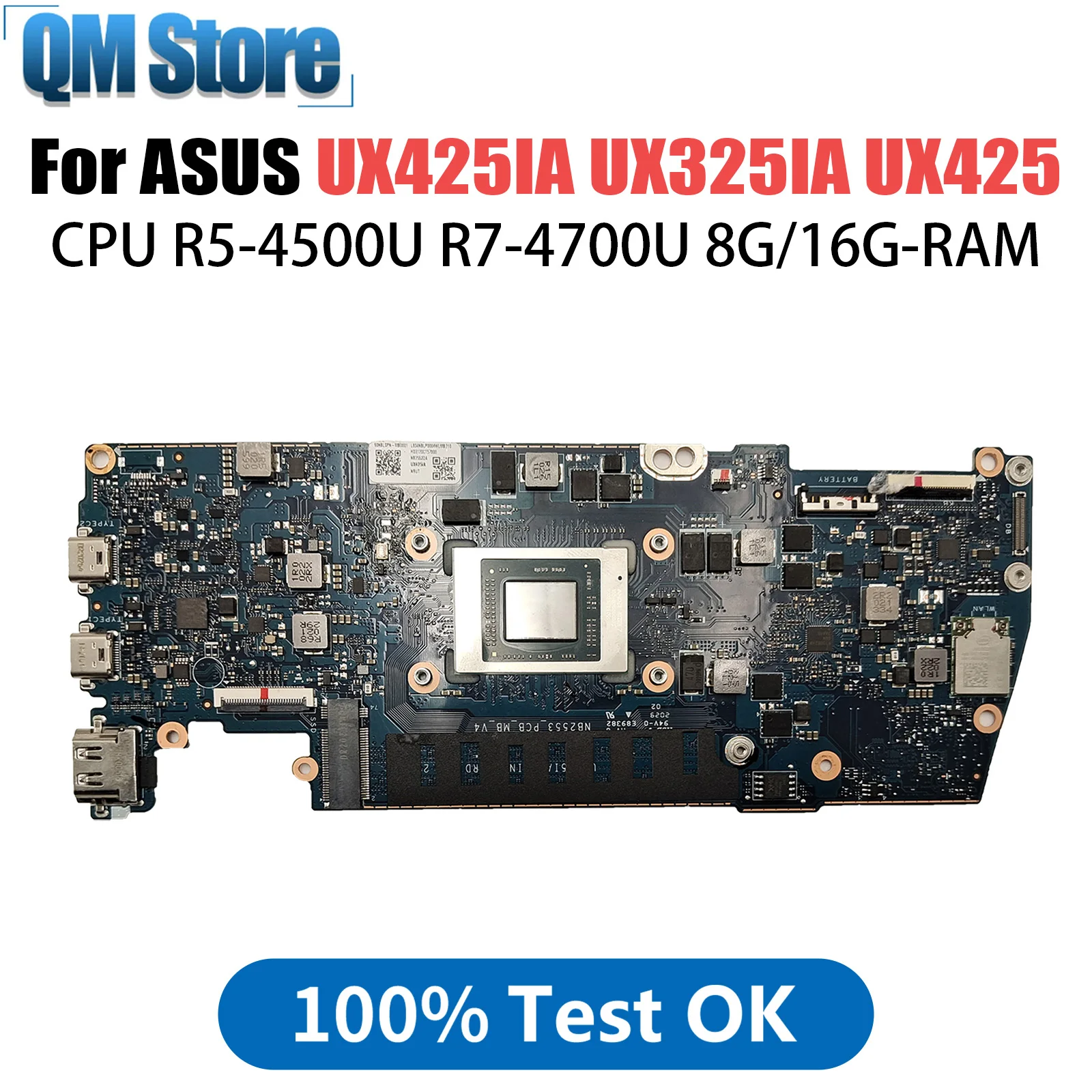 UX425IA Mainboard For ASUS ZenBook UX425 UX425IA UX425I UM425IA Laptop motherboard With R5-4500U R7-4700U CPU 8GB 16GB RAM