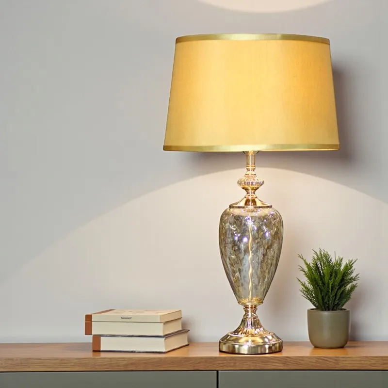 Glass Table Lamp Modern Decorative Light for Bedroom Living Room and Office