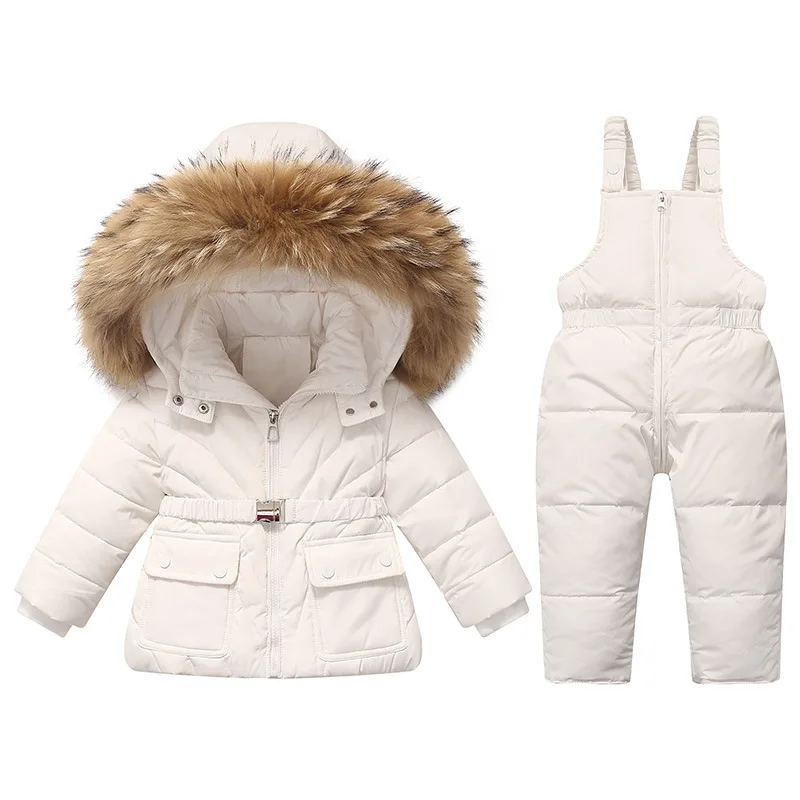 

Children Fashion Snow Suit Winter Kids Clothes Ski Warm Jacket and Pant Sets -30 Warm Real Fur 2025 New Arrival Boys Girls
