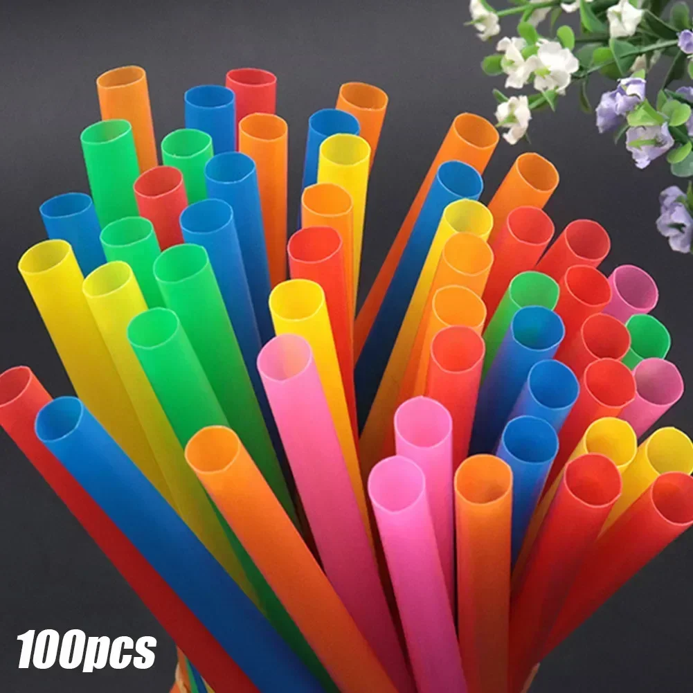 100pcs Multicolor Straws Extra Wide Boba Bubble Tea Fat Drinking Smoothie Milkshake Straws Assorted Birthday Bar Drinking Straw