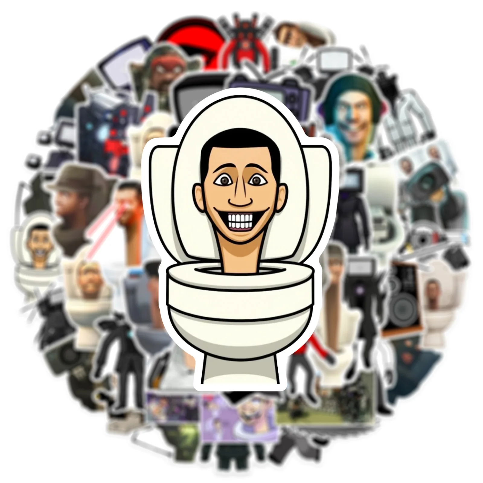 50 قطعة Skibidi المرحاض الكرتون لعبة ملصقات الشارات للهاتف المحمول المحمول الدراجة حقيبة بولي كلوريد الفينيل مقاوم للماء الاطفال ملصق اللعب الهدايا