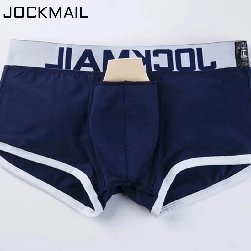 JOCKMAIL Bulge Enhancing Padded Men Underwear Boxers Magic Buttocks Include Penis Push Up Cup + Hip Buttocks Removable Sponge