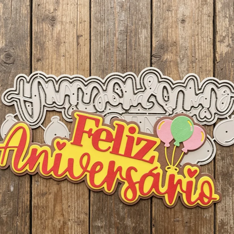 Feliz aniversario spanish decoration die Metal cutting dies scrapbook Paper cards embossing craft Die Cut handmade craft