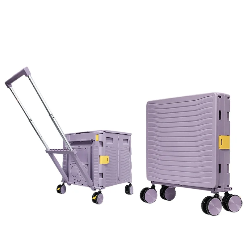 Outdoor camping folding shopping cart household portable express trolley street stall pull truck shopping cart storage box