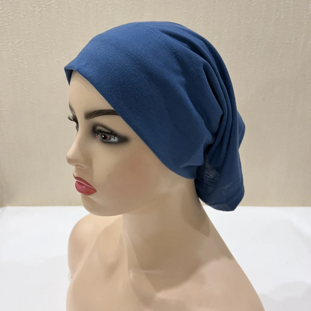 H065 plain tube hats Muslim Turban Pure Color Stretch Inner Hijabs For Caps Ready To Wear Women Head Scarf Under Hijab Bonnet