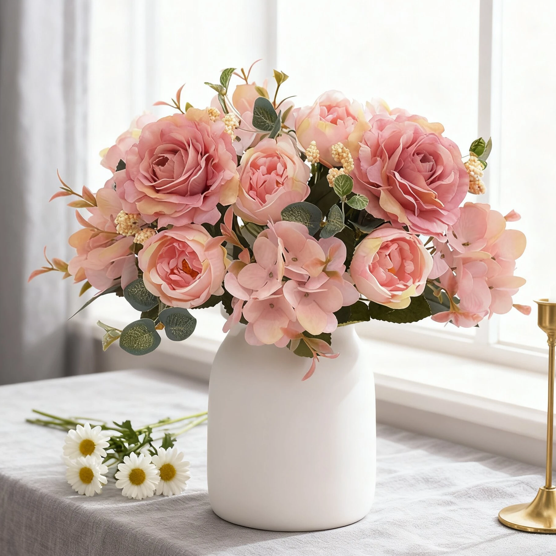 Flores Artificiales, Rosas, Peonías, Ramos de Novia de Alta Calidad, Decoración para el Hogar, Regalos para el Día de la Madre, Arreglos DIY, Guirnalda para Bodas