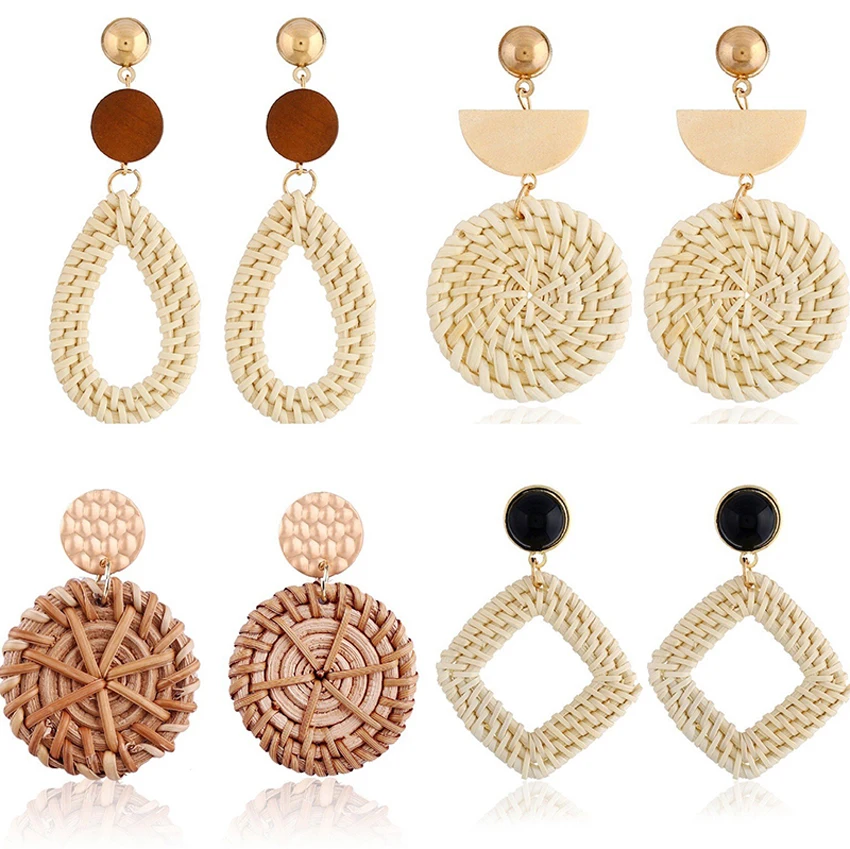 

10pairs/lot Earrings Women Woven vine Circle Water Drop Shaped earrings Ear Clip