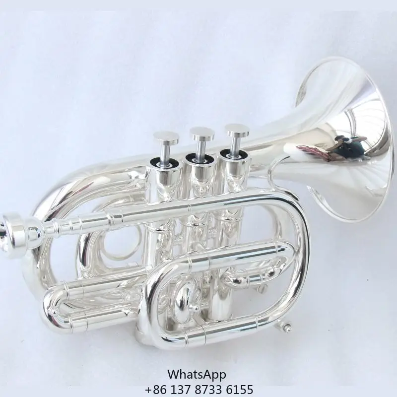 Professional Silver Plated Pocket Trumpet High End B Flat Key Pocket Trumpet