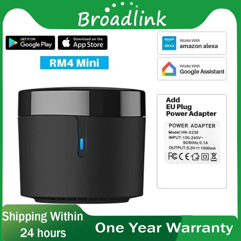 

Broadlink RM4 mini Smart Infrared Home Remote control Aleax Voice Control Compatible With Google home Add USB Adapter