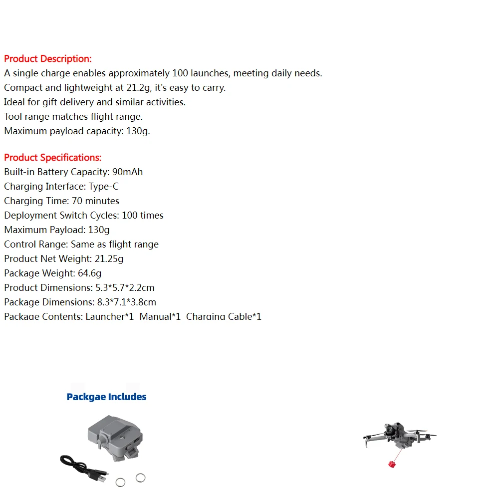 

Рекламный подарочный дроппер для DJI Mini 5/4 Pro: Быстросъемное устройство для сброса груза, устройство для доставки и транспортировки, аксессуар