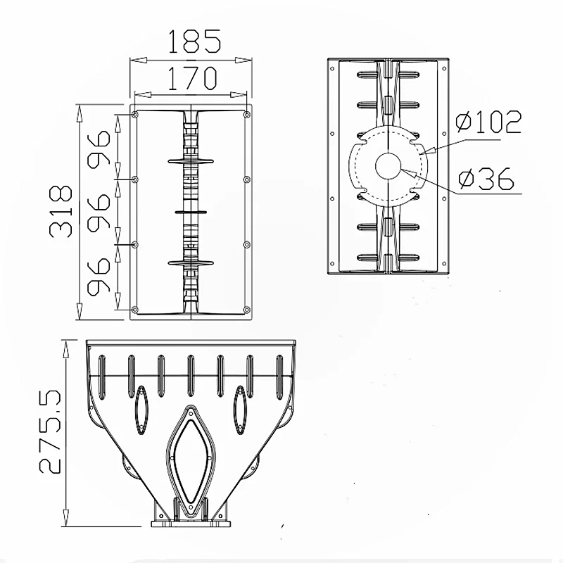 MW Audio 12" Fiberglas-Line-Array-Wellenleiterhorn mit 2"-Halsöffnung, anschraubbar, 318x186x276mm für Hochfrequenz-Kompressionstreiber – Detail 1