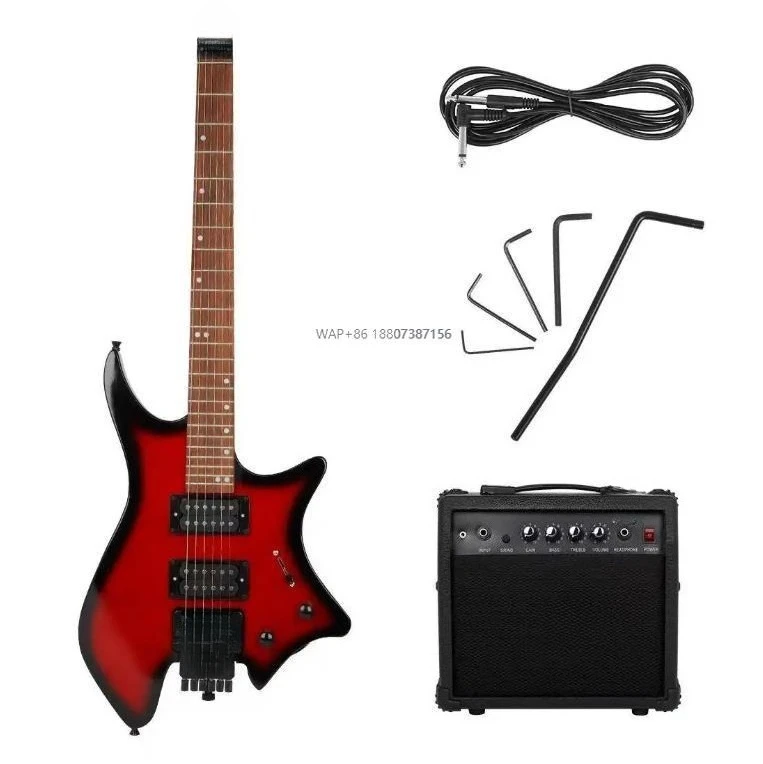 

Cheap Electric Bass Guitar & Amplifier Set Headless Design with Rosewood & Maple Basswood Matt for Music Use