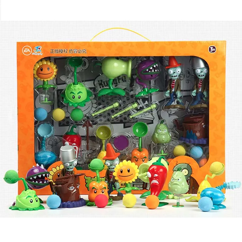 Figuras de acción de Plants vs Zombies, juego completo de muñecas de goma suave con pegamento duro, tirador de guisante, figura de PVC de Anime PVZ, regalo para niños, venta al por mayor